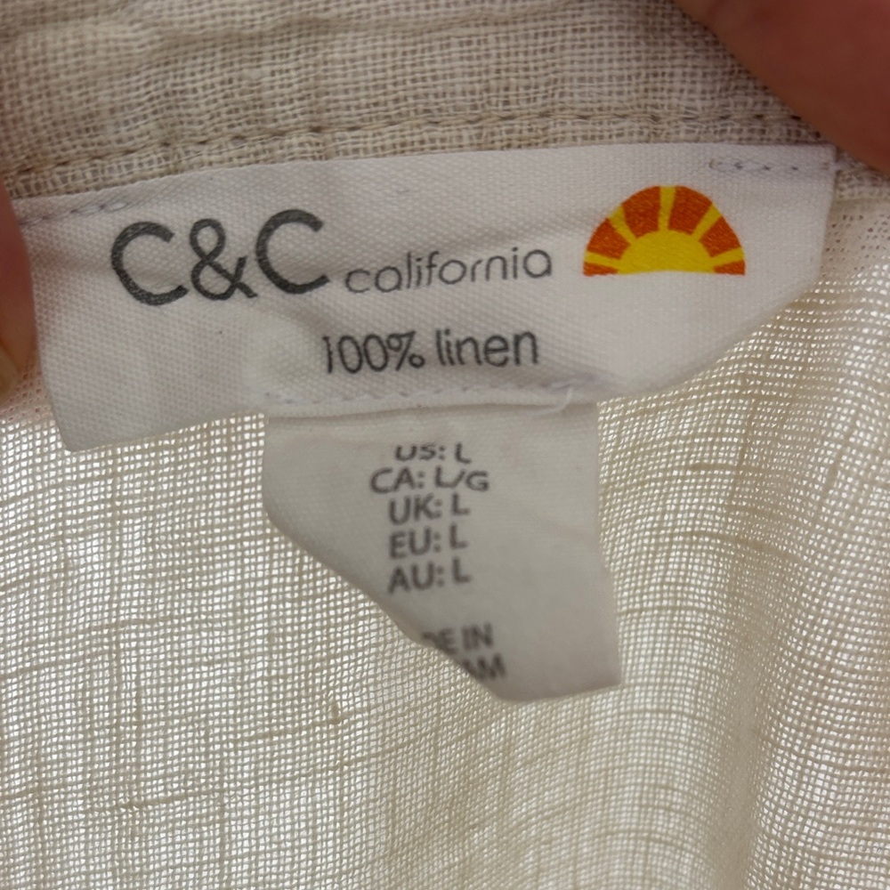 C&C California 100% Linen Button-Up Top size L - Picture 2 of 10